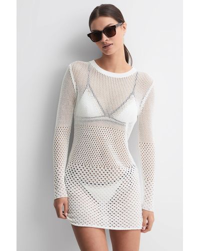 Reiss Esta - Cream Crochet Mini Dress - White