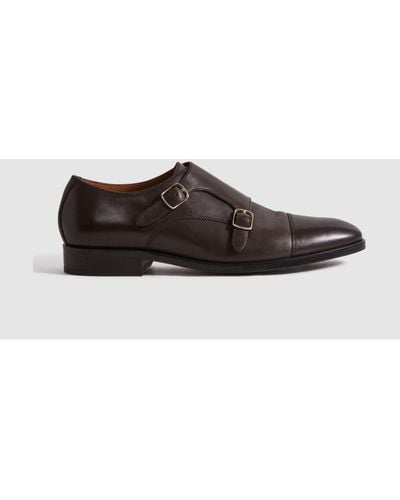 Reiss Amalfi - Dark Brown Leather Double Monk Strap Shoes