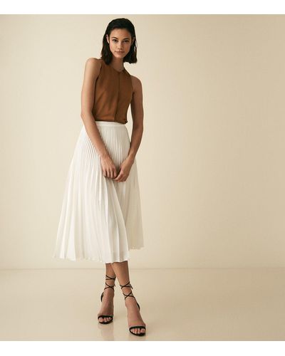 Reiss Dora - Pleated Midi Skirt - White