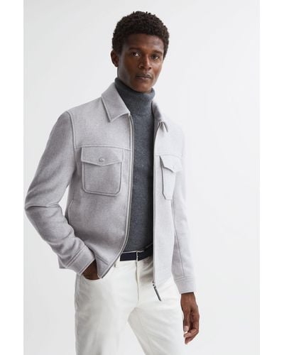 Reiss Peridoe - Soft Gray Wool Zip Through Jacket