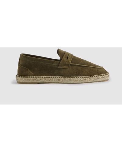 Reiss Cannes - Olive Suede Espadrilles - Green