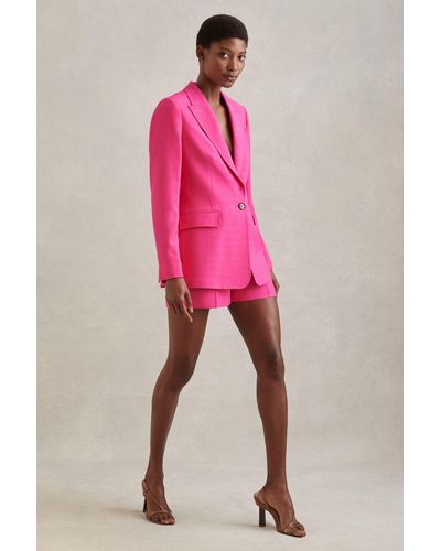 Reiss Hewey - Pink Tailored Textured Suit Shorts