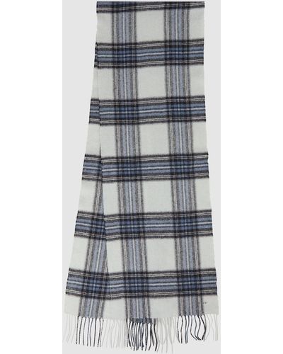 Reiss Novelli - Blue Multi Wool-cashmere Check Scarf, One - Gray
