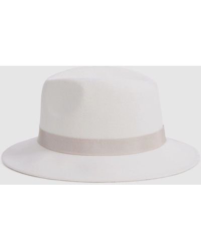 Reiss Ally - Ivory Wool Fedora Hat, Uk M-l - White