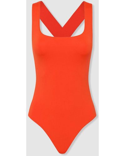 Bondi Born Square Neck Cross Back Swimsuit - Red