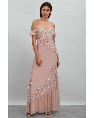 Raishma Embellished Floral Maxi Dress - Pink