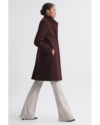 Reiss Mia - Berry Mia Wool Blend Mid-length Coat, Us 4 - Red