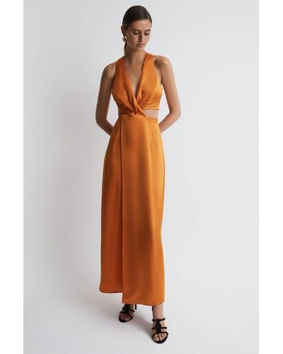 Anna Quan Satin Cut-out Maxi Dress - Orange
