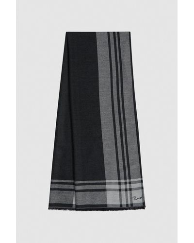 Reiss Clara - Black/white Checked Embroidered Scarf, One