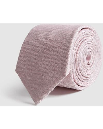 Reiss Ceremony - Textured Silk Tie - Pink