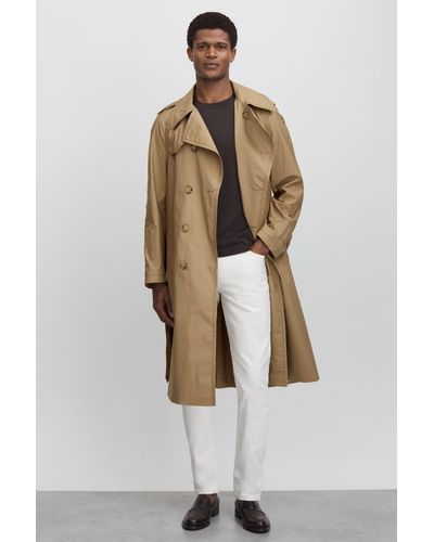 Oscar Jacobson Cotton Trench Coat - Natural