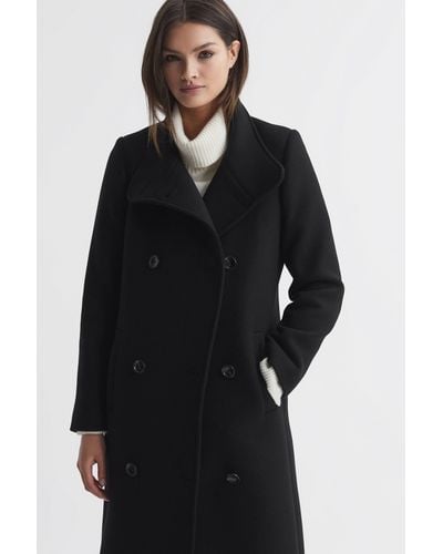 Reiss Blair Double-breasted Wool-blend Coat - Black