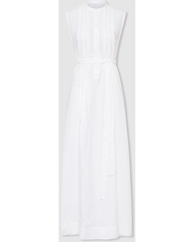 Bondi Born Linen Belted Midi Dress - White
