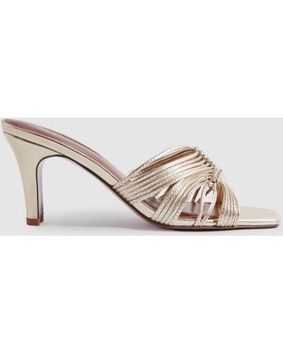 Reiss Harriet - Gold Leather Knot Detail Mules, Uk 8 Eu 41 - Natural