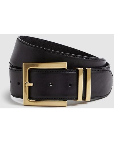 Reiss Brompton - Black Leather Belt, Uk X-small