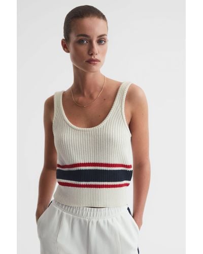 Reiss Panama The Upside Scoop Neck Vest - White Cotton Knitted