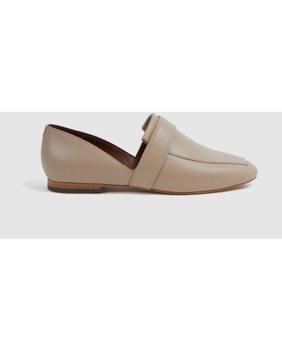 Reiss Irina Loafers - Nude Leather Plain - Natural