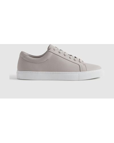 Reiss Luca - Light Gray Grained Leather Sneakers