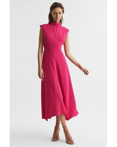 Reiss Livvy - Bright Pink Open Back Midi Dress, Us 4