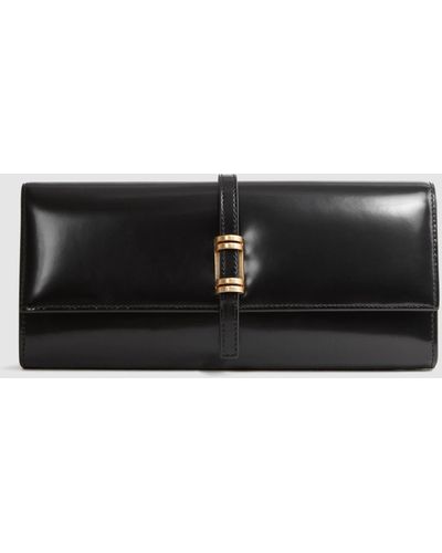 REISS Crossbody Ava Lock Closure Premium Leather Bag Neutral/Gold - NWT