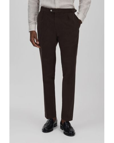 Oscar Jacobson Oscar Slim Fit Adjustable Cotton Pants - Black
