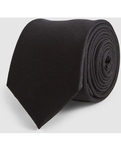 Reiss Ceremony - Black Textured Silk Tie, One