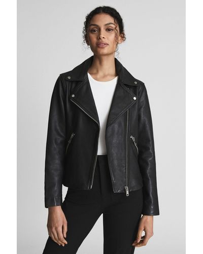 Reiss Grays - Black Nrd Leather Biker Jacket