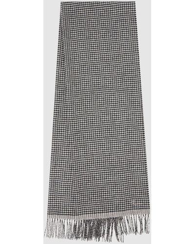 Reiss Victoria - Black/white Wool Blend Dogtooth Embroidered Scarf - Gray