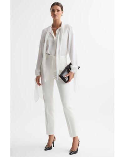 Reiss Mila - Off White Petite Slim Fit Wool Blend Suit Pants