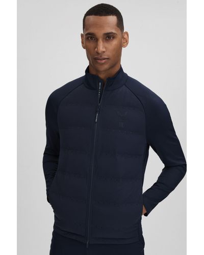 Reiss Cruze - Midnight Navy Castore Water Repellent Hybrid Quilted Jacket - Blue