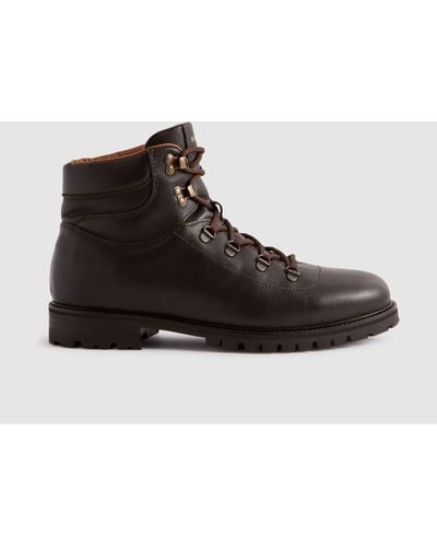 Reiss Ashdown - Dark Brown Leather Hiking Boots, Uk 11 Eu 45