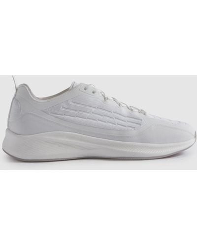 Reiss Adison - White Hybrid Knit Running Sneakers - Gray