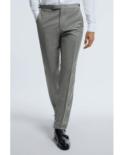 ATELIER Wool Cashmere Blend Slim Fit Pants - Gray