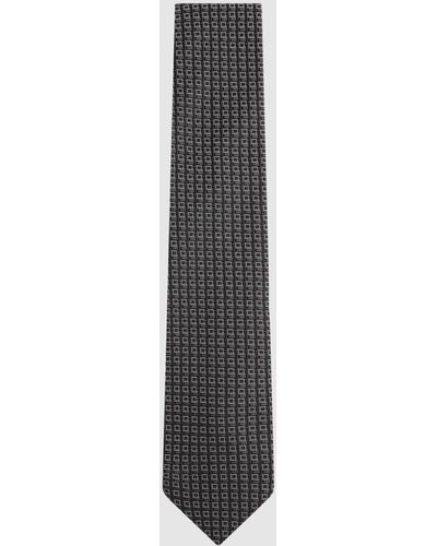 Reiss Isola - Charcoal Silk Blend Square Tie, One - White