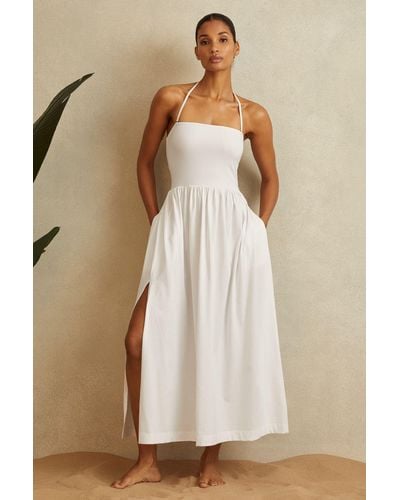 Reiss Yara - White Removable Strap Beach Dress - Natural