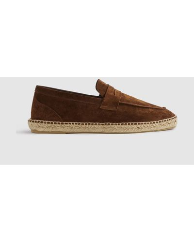 Reiss Cannes - Tobacco Suede Espadrilles - Brown