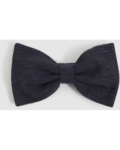 Reiss Padua - Navy Silk Blend Textured Bow Tie - Black