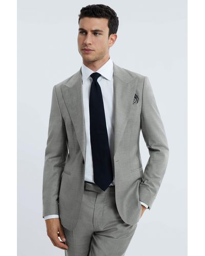 ATELIER Wool Cashmere Slim Fit Single Breasted Blazer - Gray
