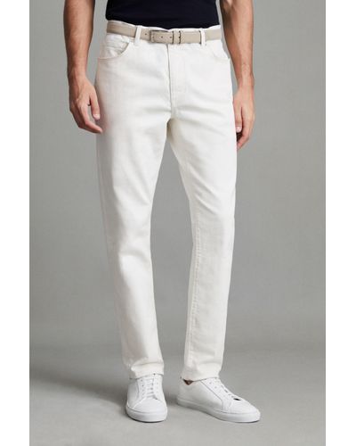 Reiss Santorini - Ecru Tapered Slim Fit Jeans, Uk 30 S - White