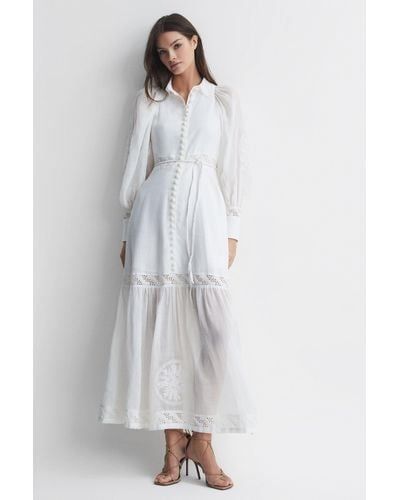 Joslin Studio Linen Blouson Sleeve Maxi Dress - Gray