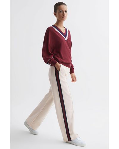 Reiss Monte - White The Upside Wide Leg Side Striped Sweatpants, Xs - Red