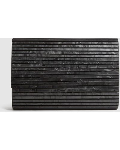 Reiss Dulcie - Black Pearl Effect Clutch Bag, One - Gray