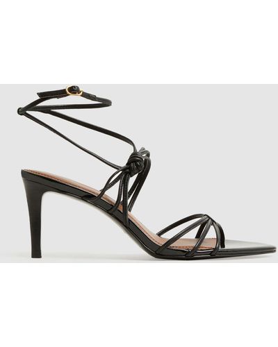 Plain black strappy hot sale heels