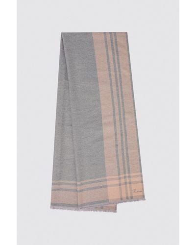 Reiss Clara - Pink/grey Checked Embroidered Scarf, One - Gray
