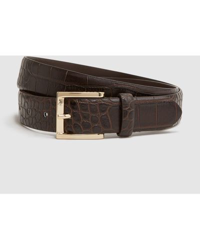 Reiss Albany - Chocolate Albany Leather Belt, 34 - Brown