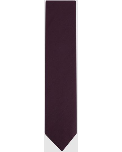 Reiss Molat - Dark Plum Twill Wool Tie, - Purple