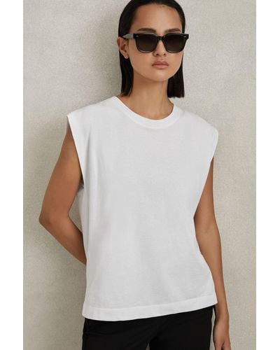 Reiss Morgan - White Cotton Capped Sleeve T-shirt