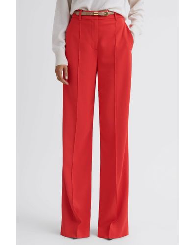 Reiss Cara - Coral Wide Leg Mid Rise Pants, Us 0 - Red