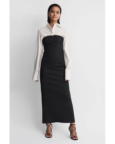 Anna Quan Hybrid Shirt Jersey Maxi Dress - Black