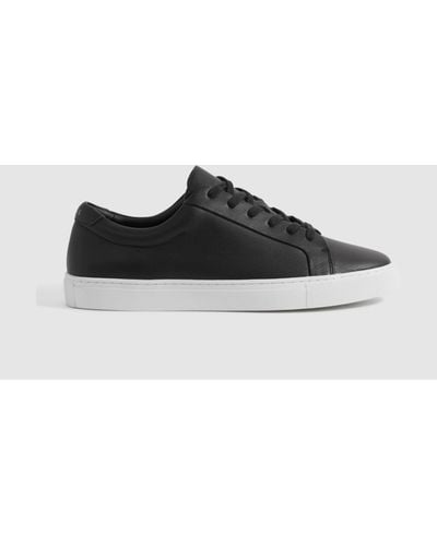 Reiss Luca - Black Grained Leather Sneakers